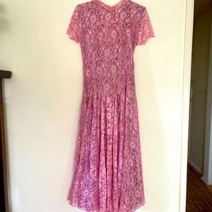 Nicole Miller short sleeve vintage pink lace dress